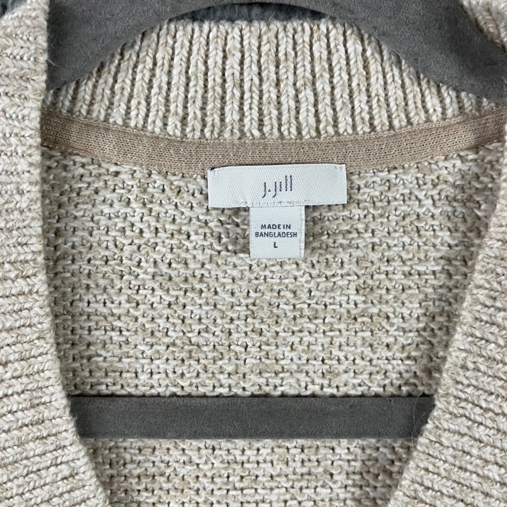 J Jill Sweater Women Large V Neck Speckled Knit‎ Long Sleeve Beige Minimalist - Picture 12 of 12